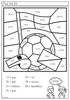 Vorschau - Arbeitsblätter - Fußball WM Rechenmalblätter – Plus & Minus bis 20 | Klasse 1 - Seite 2