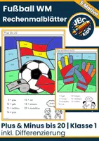Vorschau - Arbeitsblätter - Fußball WM Rechenmalblätter – Plus & Minus bis 20 | Klasse 1 - Deckblatt