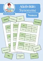 Vorschau - Aufgabenkarten - Zuordnungsaktivität Synonyme: Abwechslungsreiche Nomen (Wortfelder & Wortschatzarbeit) - Deckblatt