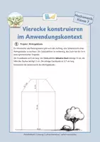 Vorschau - Arbeitsblätter - Vierecke konstruieren - Anwendungsaufgaben Klasse 7 - Deckblatt