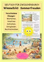 Vorschau - Stundenentwürfe - Wimmelbild: Sommerfreuden - Kreatives Schreiben, Wortarten, Satzglieder, Rechtschreibung - Deckblatt