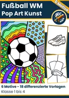 Vorschau - Mal- und Bastelvorlagen - Fußball WM Pop Art Kunst | Ausmalbilder – differenziert - Deckblatt