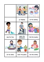 Vorschau - Arbeitsblätter - Wort-Bild-Karten "chores at home" - Seite 1
