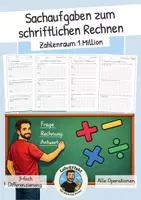 Vorschau - Arbeitsblätter - Sachaufgaben zum schriftlichen Rechnen (alle Operatoren mit Differenzierung) - Deckblatt