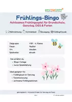 Vorschau - Arbeitsblätter - Frühlings-Bingo: Bewegung und Wahrnehmung für Grundschule & Ganztag - Deckblatt