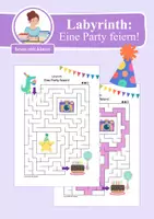 Vorschau - Arbeitsblätter - Labyrinth: Party & Geburtstag (Rätsel für die 1. & 2. Klasse) - Deckblatt