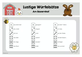 Vorschau - Arbeitsblätter - Lustige Würfelsätze: Am Bauernhof - Seite 1