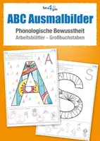 Vorschau - Arbeitsblätter - ABC Ausmalbilder & Arbeitsblätter – Alphabet lernen mit Schreibübungen & Anlautbildern (Vorschule & 1. Klasse) - Deckblatt
