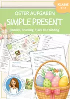 Vorschau - Arbeitsblätter - SIMPLE PRESENT - Ostern / Easter & Frühlingsaufgaben - Deckblatt