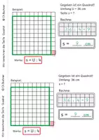 Vorschau - Arbeitsblätter - Arbeitsheft Wir berechnen die Seite beim Quadrat - Seite 3