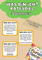 Vorschau - Stationenlernen - Was bin ich? Sommer-Rätselkarten - Deckblatt