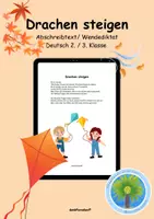 Vorschau - Arbeitsblätter - 🪁Drachen steigen | Deutsch 2. und 3. Klasse | DaZ | DaF | Abschreibtext, Wendediktat - Deckblatt