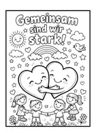 Vorschau - Arbeitsblätter - ❤️ Ausmalbild „Gemeinsam sind wir stark!“ – Freundschaft & Zusammenhalt 🌈 - Deckblatt