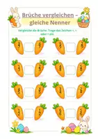 Vorschau - Spiele - Brüche vergleichen – Oster Arbeitsblätter Klasse 4–5 – differenziert - Seite 1