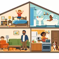 Vorschau - Stundenentwürfe - A1 - Wimmelbild - Meine Wohnung / Das Haus - Deckblatt