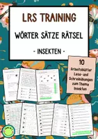 Vorschau - Unterrichtsreihen - LRS Training Insekten 10 ABs Lesen Schreiben Rätsel - Förderung - Deckblatt