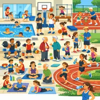 Vorschau - Stundenentwürfe - A1 - Wimmelbild - Sport und Hobbys (Im Sportzentrum) - Deckblatt