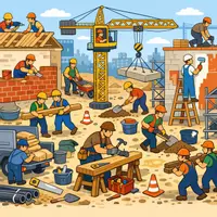 Vorschau - Stundenentwürfe - A2 - Wimmelbild - Die Baustelle (Berufe & Werkzeuge) - Deckblatt