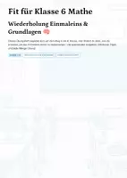 Vorschau - Arbeitsblätter - Fit für Klasse 6 Mathe | Einmaleins sicher beherrschen – Übungsheft & Förderung (Klasse 5–6) - Deckblatt