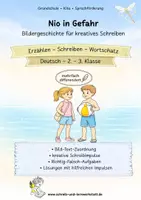 Vorschau - Spiele - Sommerliche Bildergeschichte für kreatives Schreiben - Nio in Gefahr - Deckblatt