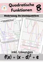 Vorschau - Arbeitsblätter - Quadratische Funktionen: Wiederholung - Die Scheitelpunktform - Deckblatt