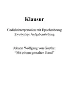 Vorschau - Klassenarbeiten - Klausur Gedichtinterpretation Goethe (Sturm und Drang) - Deckblatt