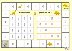 Vorschau - Spiele - Bruch-Bingo "gelbe Dinos": gemischte Schreibweise - Seite 2