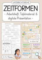 Vorschau - Unterrichtsreihen - Zeiformen - Arbeitsheft, Tafelmaterial & Präsentation (3./4. Klasse) - Deckblatt