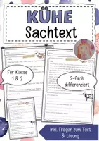 Vorschau - Arbeitsblätter - Sachtext Kühe - Deckblatt