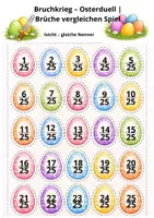 Vorschau - Spiele - Brüche vergleichen Spiel – Osterduell | Mathematik Klasse 4–5 | Arbeitsblätter PDF - Seite 1