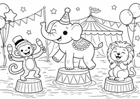 Vorschau - Mal- und Bastelvorlagen - Ausmalbilder Zirkus Grundschule – 10 Malvorlagen | druckfertig - Seite 2