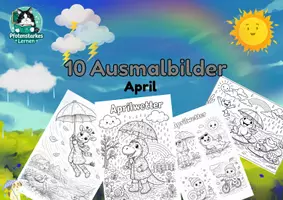 Vorschau - Mal- und Bastelvorlagen - Ausmalbilder April Grundschule – Frühling (10 Malvorlagen) | druckfertig | 1.–4. Klasse - Seite 1