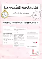 Vorschau - Test - Zeitformen Lernzielkontrolle/ Arbeit Klasse 4 - Deckblatt