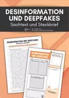 Vorschau - Arbeitsblätter - Desinformation und Deepfakes - Infotext und Steckbrief (Gefahren für die Demokratie) - Deckblatt