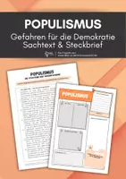 Vorschau - Arbeitsblätter - Populismus - Infotext und Steckbrief (Gefahren für die Demokratie) - Deckblatt