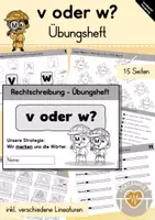 Vorschau - Arbeitsblätter - Übungsheft: v oder w? (Rechtschreibung) - Deckblatt