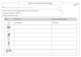 Vorschau - Arbeitsblätter - Schreibspaziergang Reschtschreibstrategie Weiterschwingen bei Nomen - Seite 1