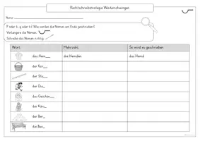 Vorschau - Arbeitsblätter - Schreibspaziergang Reschtschreibstrategie Weiterschwingen bei Nomen - Seite 2
