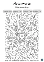 Vorschau - Arbeitsblätter - Male passend an - Mandala zum Anmalen Notenwerten - in zwei Schwierigkeitsstufen - Seite 2