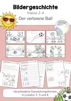 Vorschau - Arbeitsblätter - Bildergeschichte: "Der verlorene Ball" (Schreiben üben im Frühling/Sommer) Klasse 2, 3, 4 (Fußball) - Deckblatt