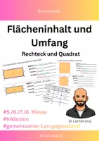Vorschau - Arbeitsblätter - Flächeninhalt & Umfang (Rechteck/Quadrat) – Übungen & Arbeitsblätter | Formeln nutzen und einsetzen | inkl. Lösungen - Deckblatt