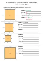 Vorschau - Arbeitsblätter - Flächeninhalt & Umfang (Rechteck/Quadrat) – Übungen & Arbeitsblätter | Formeln nutzen und einsetzen | inkl. Lösungen - Seite 3