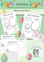 Vorschau - Arbeitsblätter - Osterferien Portfolio / Ferien / Ostern / Vorlage / Steckbrief / KITA / GS - Deckblatt