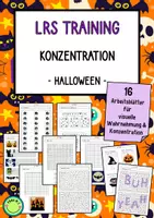 Vorschau - Stationenlernen - LRS Training Konzentrationsübungen Halloween 16 ABs Förderung visuelle Wahrnehmung ADHS ADS - Deckblatt