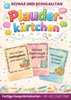 Vorschau - Stationenlernen - Deutsch | Sprechkarten A1–A2 | Schule & Schulalltag DaF/DaZ Gesprächskarten - Deckblatt