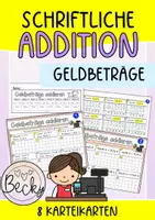 Vorschau - Aufgabenkarten - Schriftliche Addition mit Geldbeträgen (Kartei, 48 Aufgaben) - Deckblatt