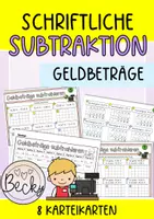 Vorschau - Aufgabenkarten - Schriftliche Subtraktion mit Geldbeträgen (Kartei, 48 Aufgaben) - Deckblatt