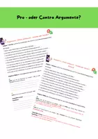 Vorschau - Arbeitsblätter - Pro oder Contra- Argumente - Deckblatt