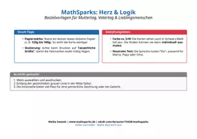 Vorschau - Mal- und Bastelvorlagen - Mathe-Herzblatt: Bastelvorlagen zum Muttertag & Vatertag (Inklusion & Kreativität) - Seite 1