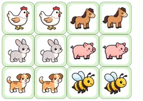 Vorschau - Spiele - Bauernhof Memorie - Bilder & Bild-Wort Differenzierung - Seite 1